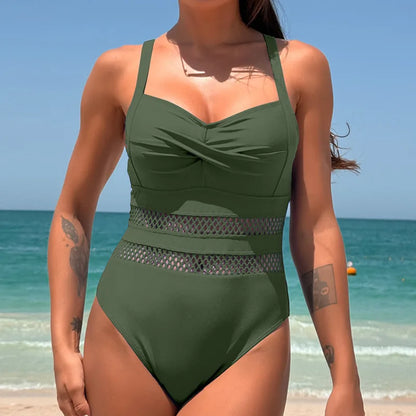 Summer Solid One Piece Swimsuits Closed Women Swimwear Push Up Swimming Wear Body Bathing Suits Beachwear Pool Bather