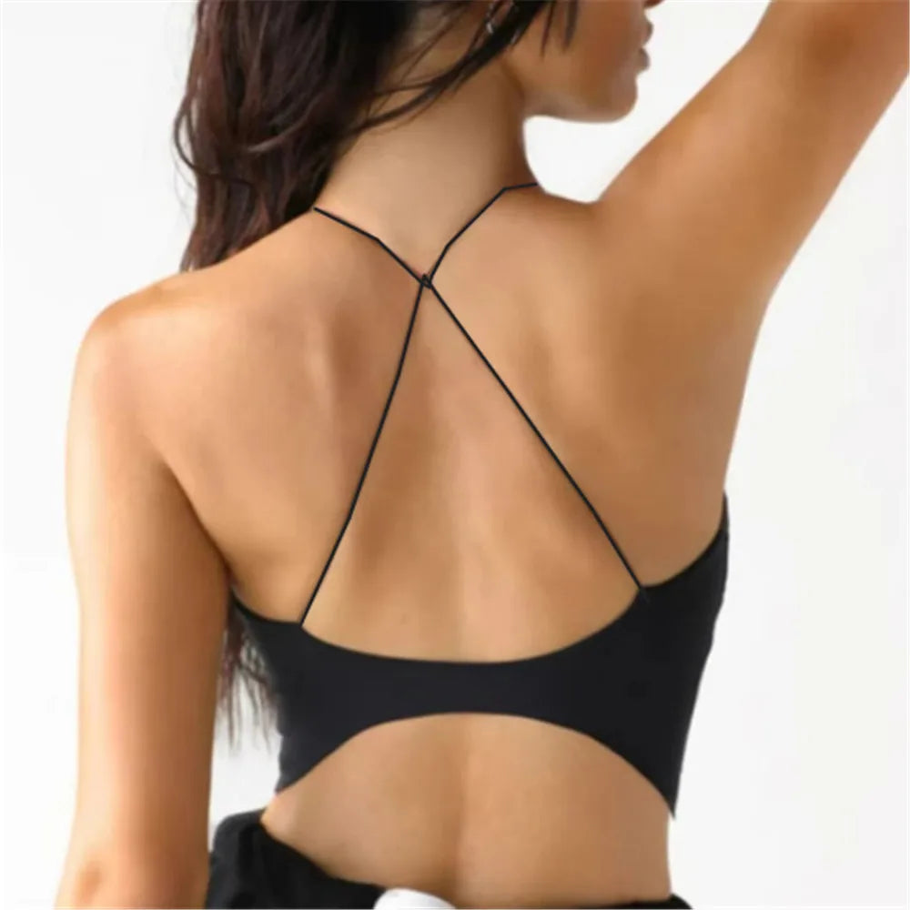 Pad Spandex Nylon Sport Bras Women Sports Bra Gym Fitness Push Up Tank Top Women Cross Yoga Ballet Dance Underwear