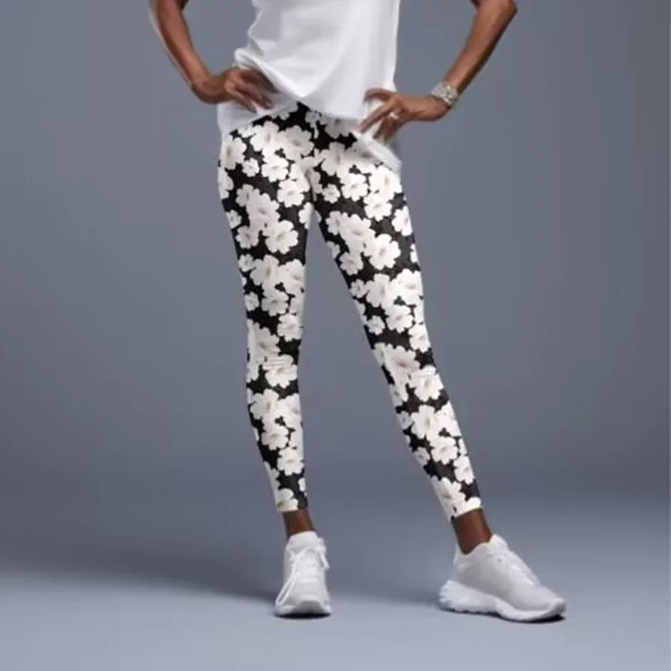 Women High Waist Elastic Pants Fashion High Waist 3D Print Fitness Yoga Gym Leggings