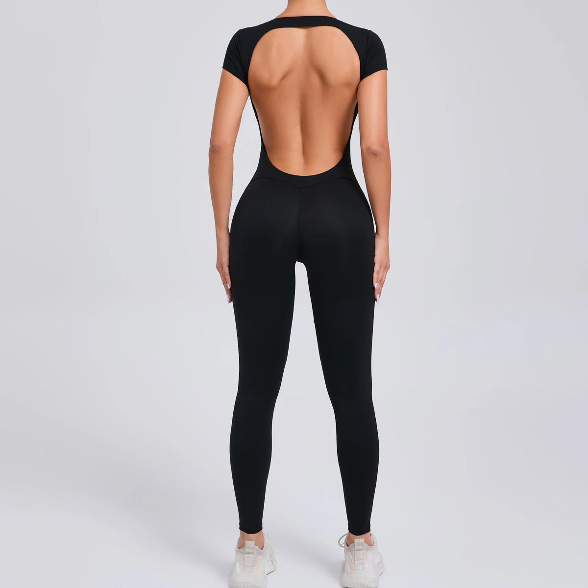 Pad Short Sleeves Suit Female One Piece Jumpsuit Yoga Set Workout Bodysuits Backless Sports Rompers Women Gym Legging