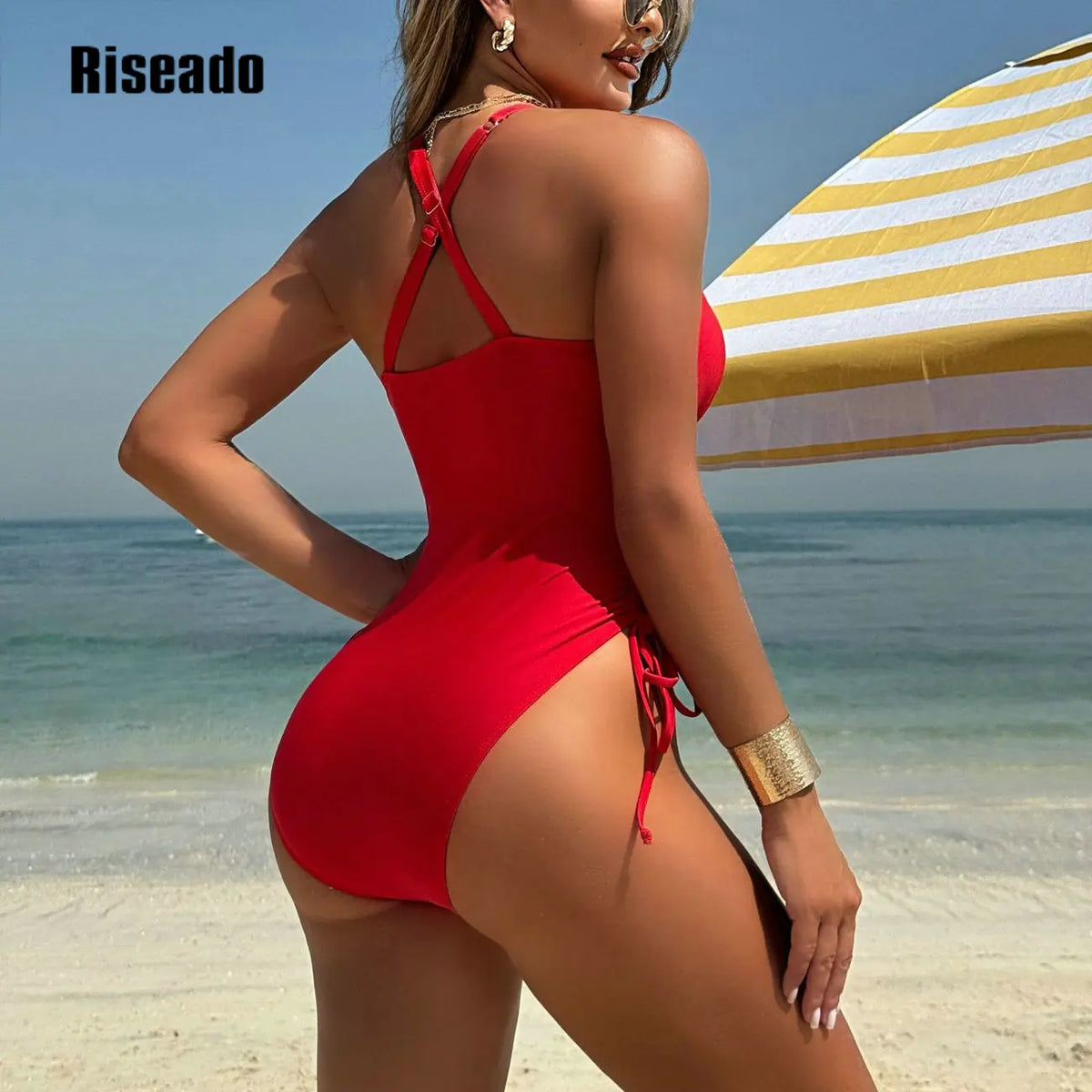 Women's Plunging V-Neck One-Piece Swimsuit with Criss-Cross Back
