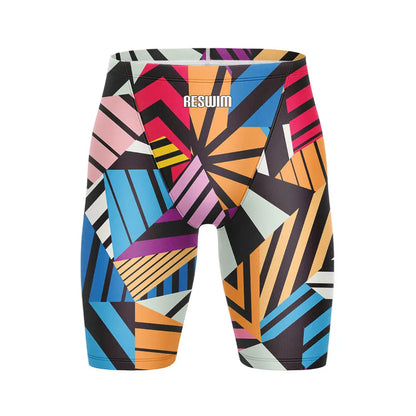 Men's Print Swim Jammer Training Sports Beach Diving Surfing Pants Tight Shorts Swimming Trunks Quick Dry Swimsuit