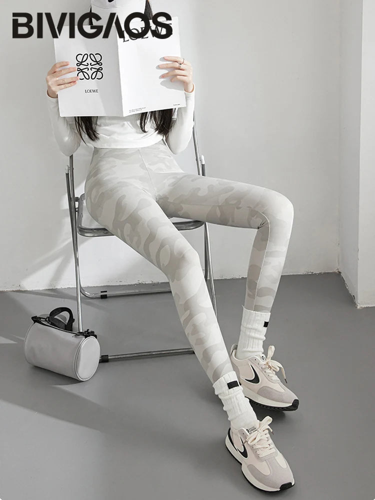 Spring Summer High Waist Colours Camouflage Shark Leggings Women Slim Sport Leisure Leggings Yoga Fitness Leggings