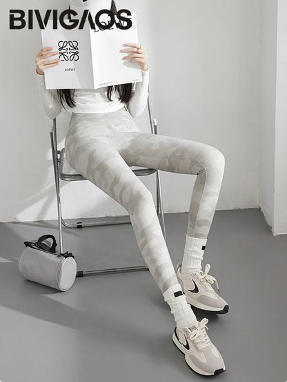 Spring Summer High Waist Colours Camouflage Shark Leggings Women Slim Sport Leisure Leggings Yoga Fitness Leggings
