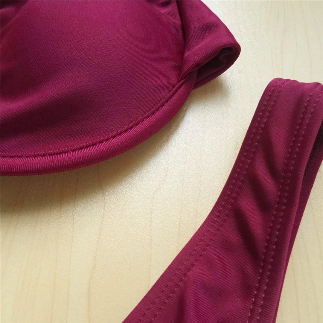 S - XL V-bar Underwired Bikini Female Swimsuit Women Swimwear Two-piece V shape Wire Bikini set Bather Bathing Suit Swim