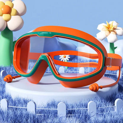 Kids Swimming Goggles with Big Frame, HD Lens and Anti-fog, Waterproof Children's Swim Goggles for Boys and Girls