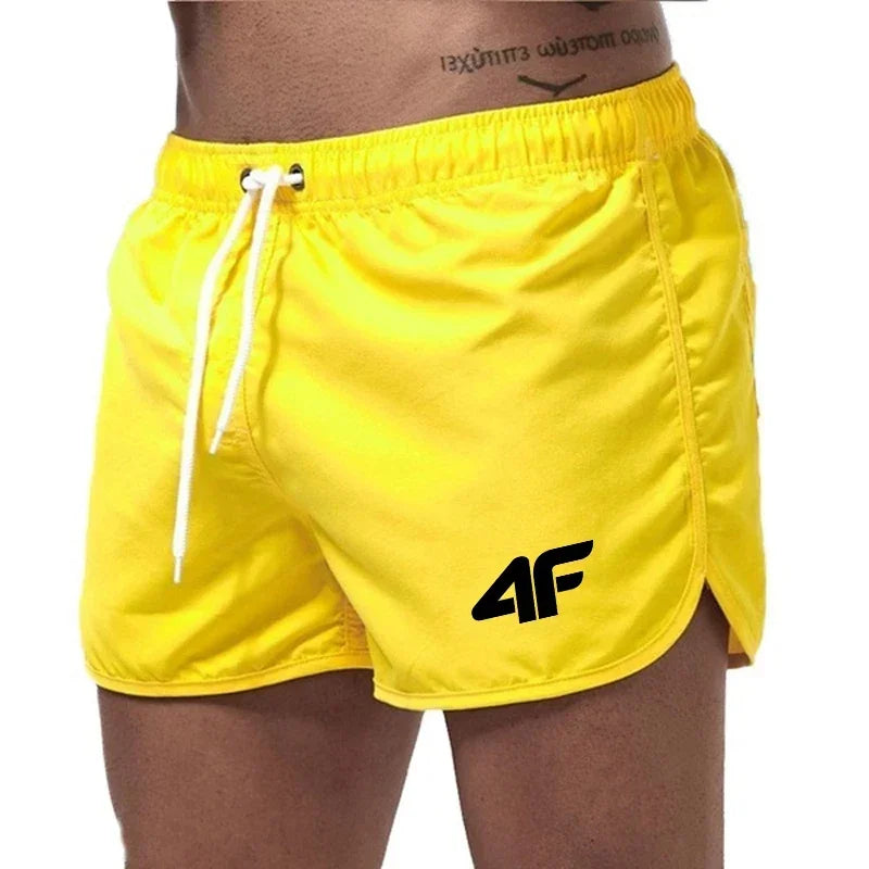 Men's Shorts Beach Trunks Summer Swim Gym Pants Quick Drying Swimming Homme Surf Ventilate Drawstring Fashion Casual Daily
