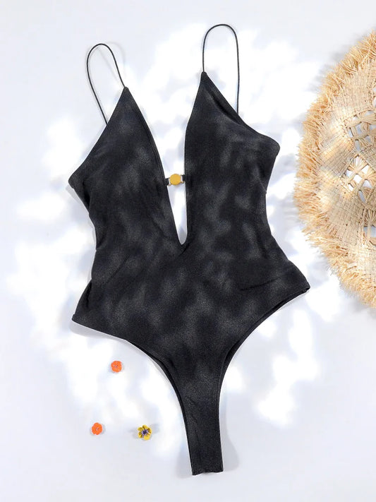 Rinabe Hollow Out One Piece Set Black Swimsuit Women Swimwear Bodysuit Female Summer Beachwear Bathers