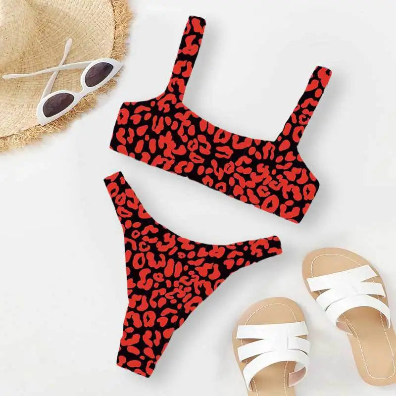 micro bikini women orange leopard print push up padded thong swimsuit female cut out bathing suit swimwear biquini