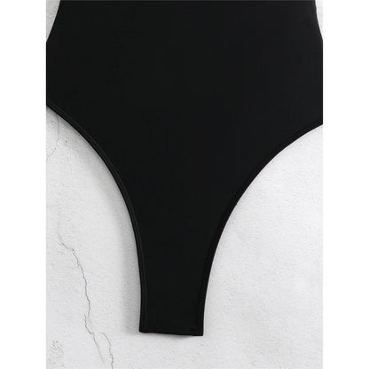 S - XL V Shaped Cut Out Backless One Piece Swimsuit Women Swimwear Female Splicing High Leg Cut Bather Bathing Suit Swim