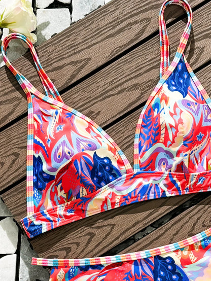 Women's Open-Back Binding Printed Bikini Swimwear Arrival From Europe And America Fashionable Beachwear