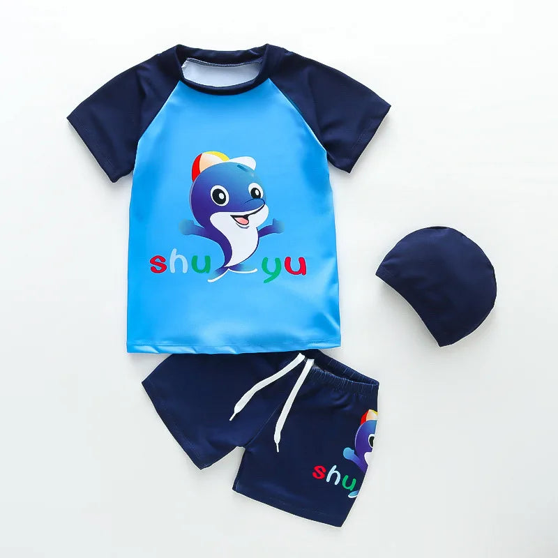 Boys Swimwear Two Pieces Swimsuits Toddler Boys Floating Suit Children Surfing Suit Kids Cartoon Beach Wear Swimming Trunks