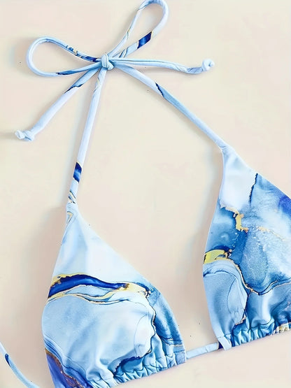 3 pieces Halter String Bikini Triangle Swimwear Female Beach Skirt Swimsuit Women Bathers Bathing Swimming Suit Beachwear