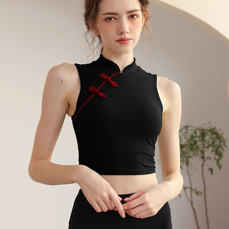 Nylon Top Women Bra Gym Sport Yoga Sexiest Bra Women's Event Underwear Chest Pad Removable Traditional Chinese Style