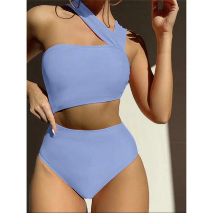 S - XL 13 Colors Asymmetric Cut Out One Piece Swimsuit Women Swimwear Female One Shoulder Padded Bather Bathing Suit Swim
