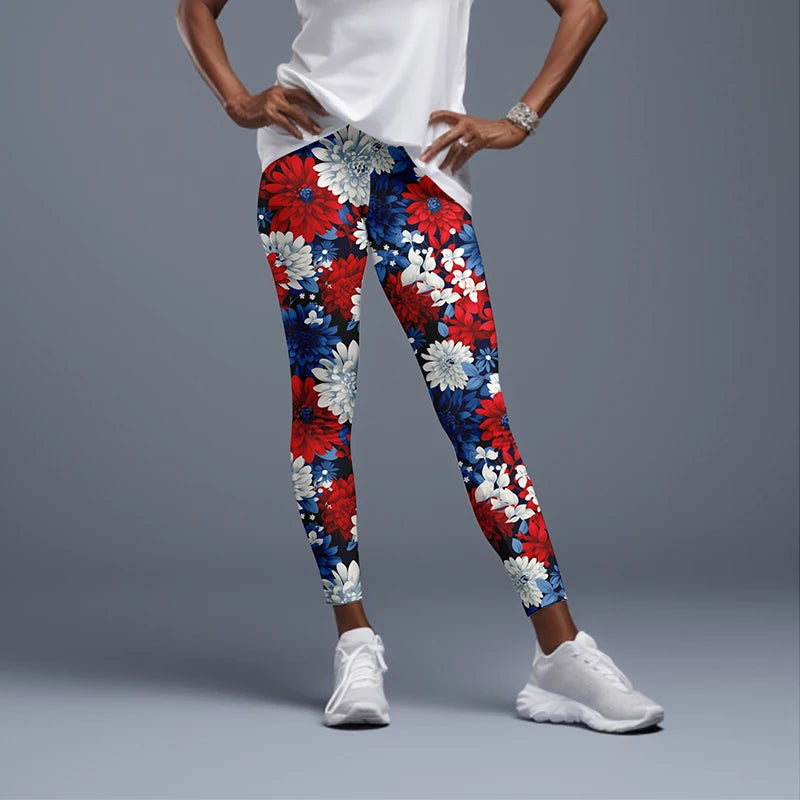 Women High Waist Elastic Pants Fashion High Waist 3D Print Fitness Yoga Gym Leggings