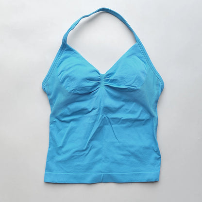 Longline Strappy Gym Tops Women's Sleeveless Workout Shirt  Gym Clothes  Scrunch Open Back Bra Running Yoga Tank Tops