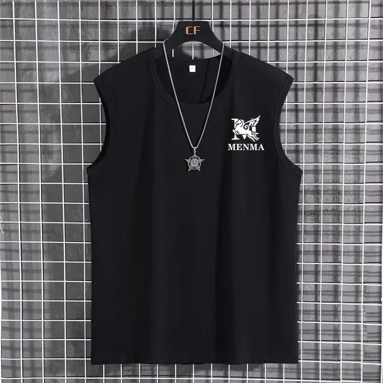 Plus Size Men's Sleeveless T-shirt Oversized Loose Solid Color O-Neck T-shirt XL-12XL/60-180KG
