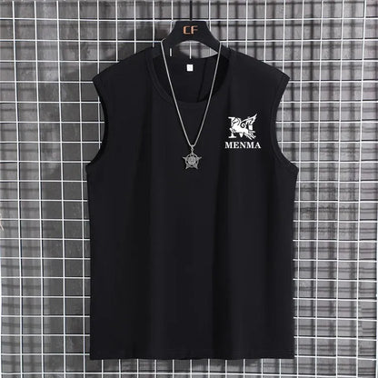 Plus Size Men's Sleeveless T-shirt Oversized Loose Solid Color O-Neck T-shirt XL-12XL/60-180KG