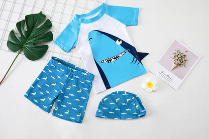 Swimsuit Boys UPF50 Baby Swimwear Shark Dinosaur UV Bathing Suit for Boy 3 Pcs Toddler Surfing Diving Suit Children's Rash Guard