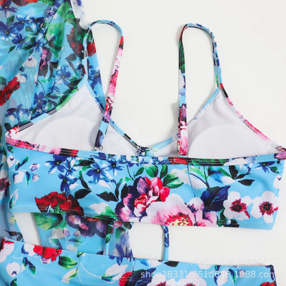 Summer Print Bikinis Swimwear Female Swimsuit Beachwear Push Up Three-Piece Bikini Set Women Swimming Bathing Suit