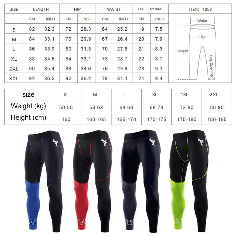 Mens Tight Gym Compression Pants Quick Dry Fit Sportswear Running Tights Men Legging Fitness Training Sport Gym Leggings