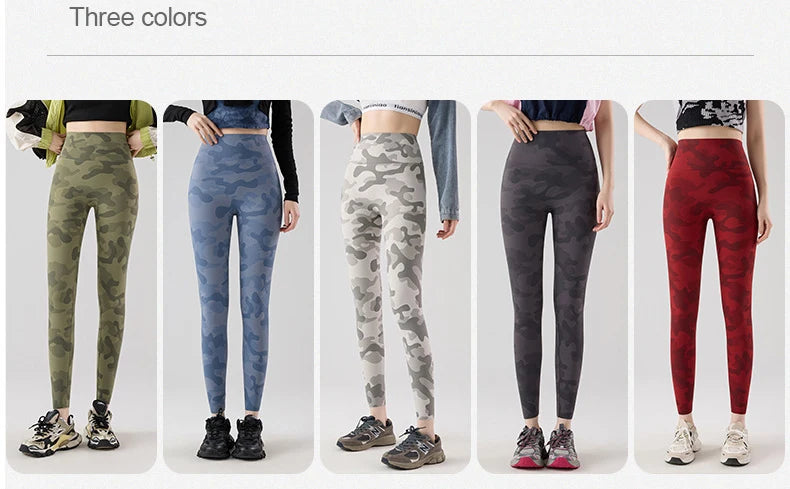 BIVIGAOS Spring Summer Seamless Camouflage Sharkskin Leggings Women Fashion High Waist Casual Sports Tights Fitness Leggings