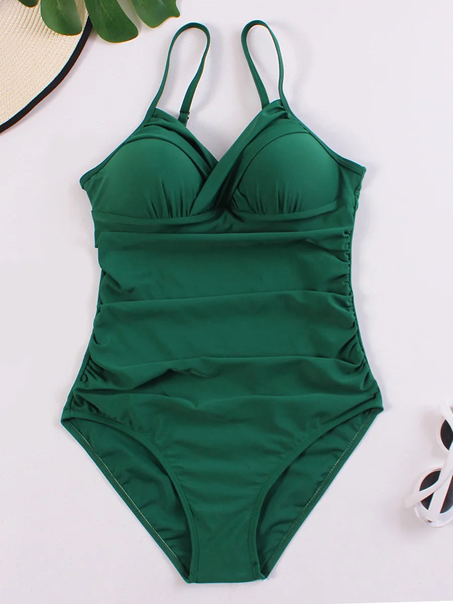 Push Up Swimwear Women One Piece Swimsuit Solid Plus Size Bathers Bathing Suit Padded Beachwear Swimming Summer Bodysuit