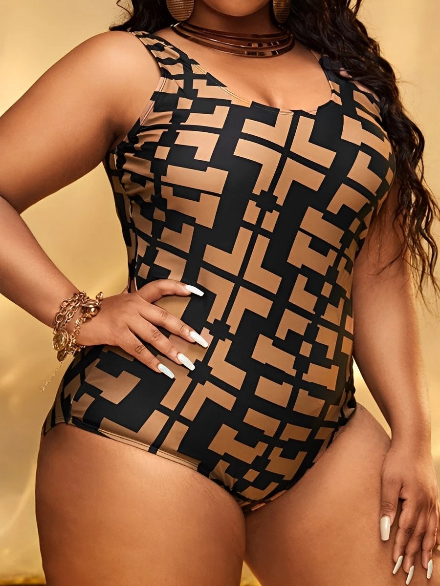 Printed Swimsuit One Piece Plus Large Size Swimwear Women Backless Beachwear Bathers Bathing Swimming Swim Suit Female