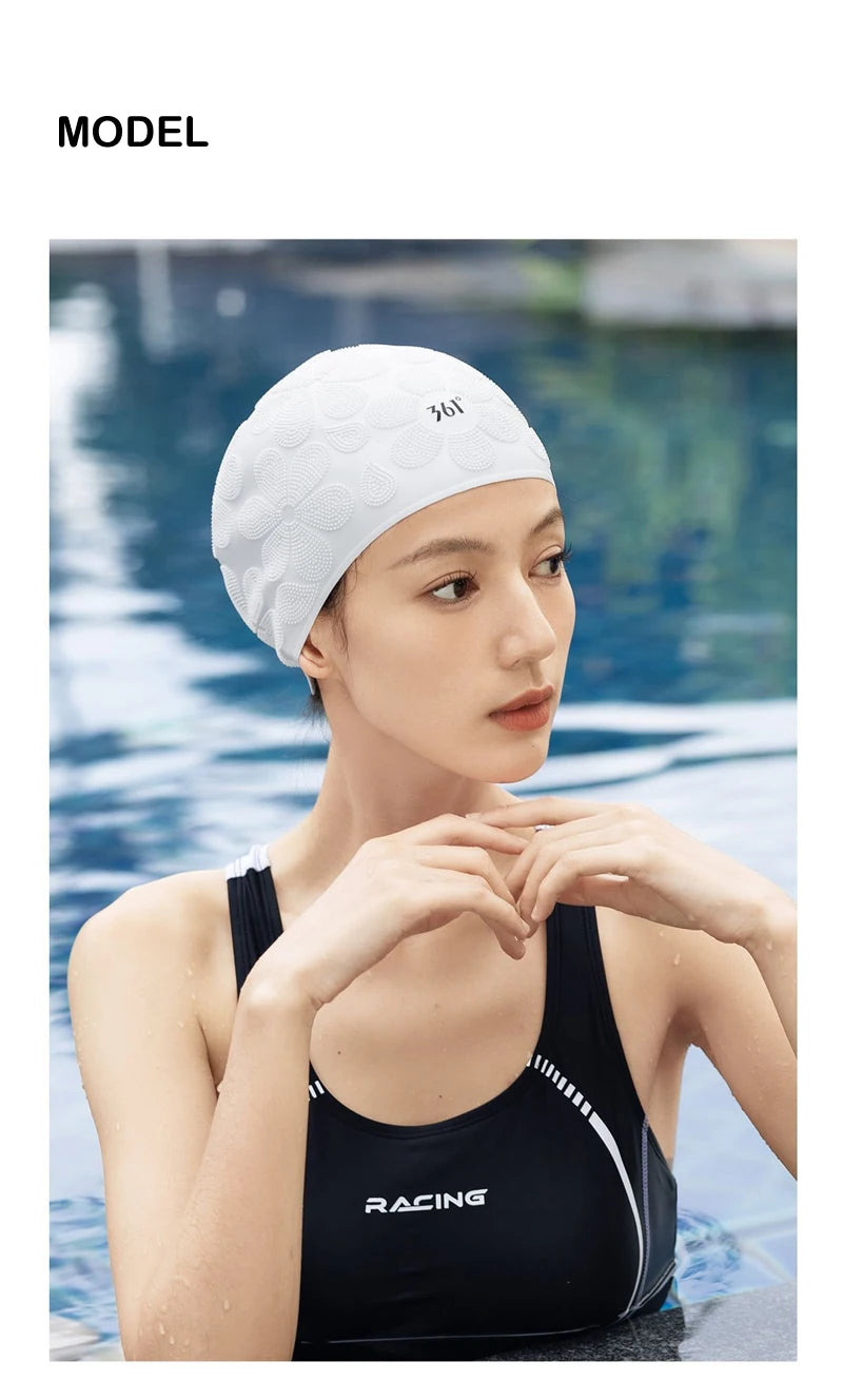 Granular Pattern Silicone Swimming Cap Women Men Non-slip Durable Flexible Pool Swim Hat Bonnet De Natation Femme
