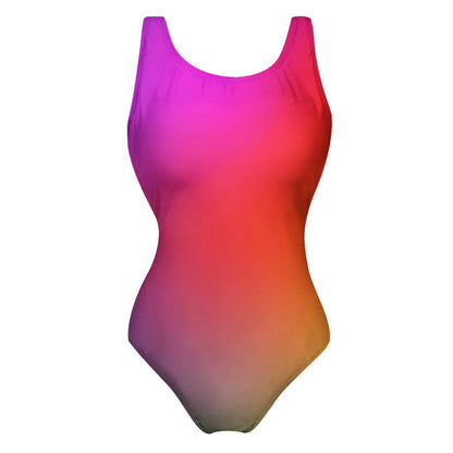 Bright Rainbow Swimsuit Abstract Art Push Up Swimwear One-Piece Vacation Bath Bathing Suit Bodysuit Design Beachwear Large Size