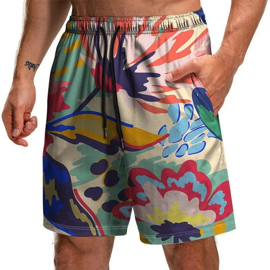 Retro Tropical Plants Hawaii Board Shorts For Men Summer Casual Daily Breathable Beach Shorts Harajuku Trend Y2k Swim Trunks