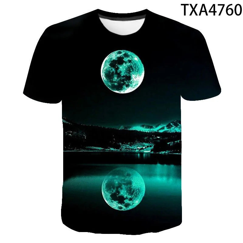 Cosmic Planet Space Galaxy 3d Printing Men's Ladies Children's Casual T-shirts Starry Cool Tops Fashion Street Light Sports