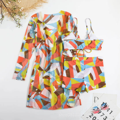 Summer Print Bikinis Swimwear Female Swimsuit Beachwear Push Up Three-Piece Bikini Set Women Swimming Bathing Suit