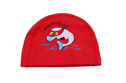 Kids Children Swimming Cap Waterproof PU Fabric Cute Cartoon Animal Dolphin Protect Ears Long Hair Boys Girls Swim Pool Caps Hat