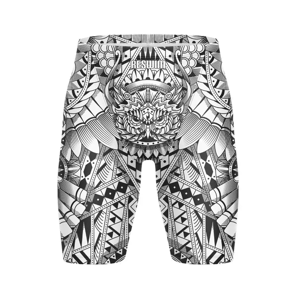 Summer Swimming Trunks Men's Professional Tights Swim Jammer Swimwear Outdoor Beach Printed Durable Training Surfing Swim Shorts