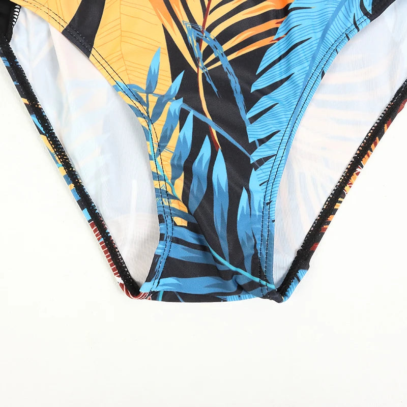 Surfing Sport Push Up Long Sleeve Set One Piece Bathers Women Floral Swimwear Bathing Suit Summer Beachwear