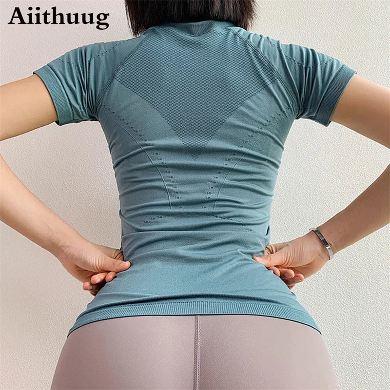 Women Moisture Wicking Shirt Dry Fit Yoga Shirts Short Sleeve Running Shirts Mesh Top Breathable Tank Tops Activewear