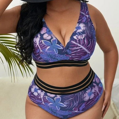 4XL Plus Size High Waist Bikini Set Women Swimwear Two-Piece Suits Swimsuit with Tummy Control Swimsuit for Beach Vacation
