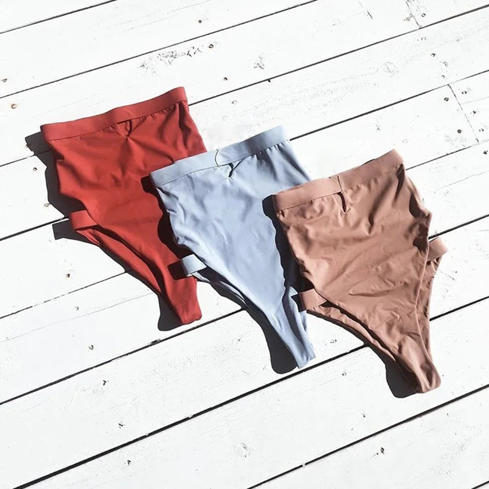 One Piece Swimsuit  Arrival Strapless High Leg Backless Swimwear Women Solid Bodysuit Monokini Swim Suit