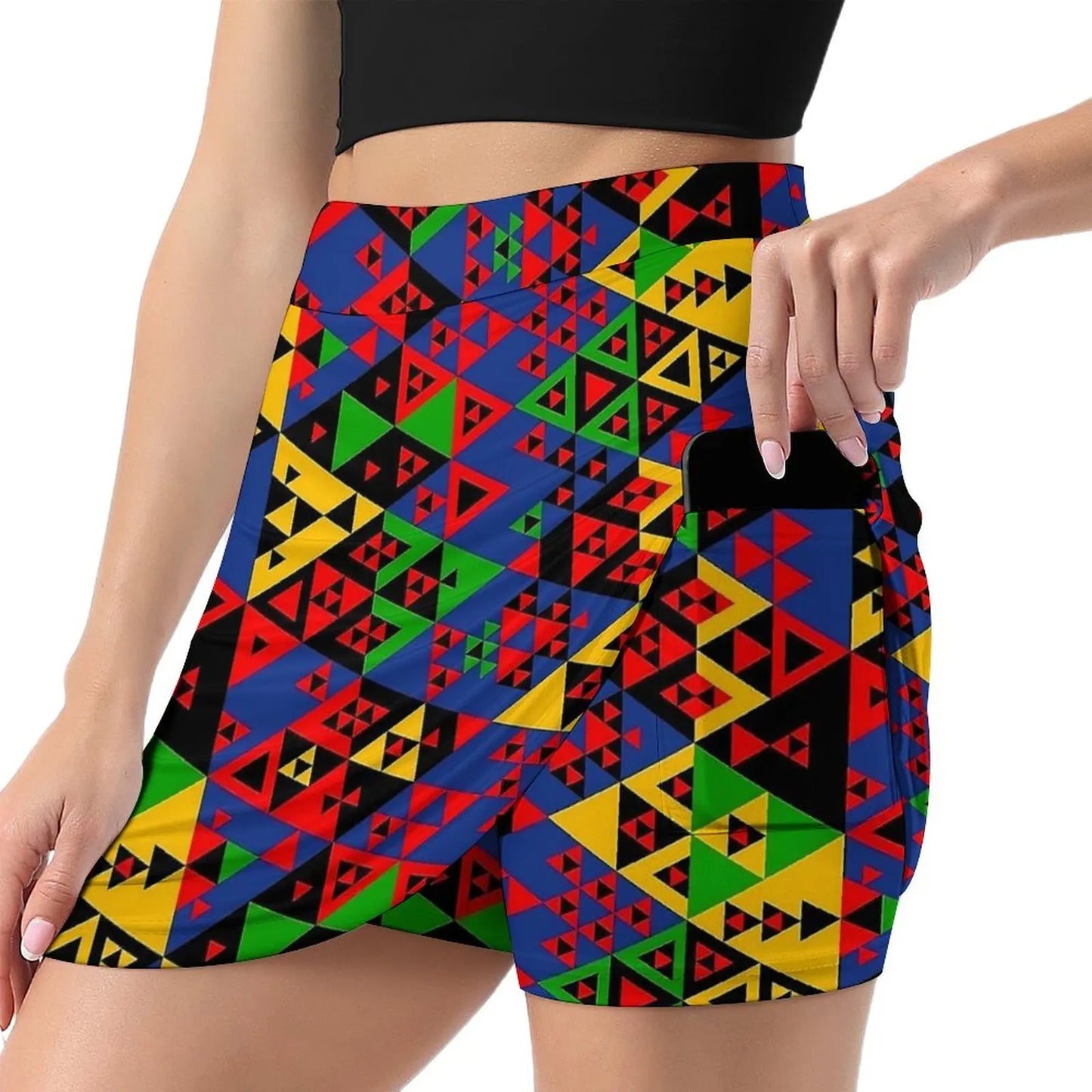 80s Color Block Print Skirt  Kawaii Mini Skirts Summer High Waist Graphic Street Style Casual Skirt Big Size 3XL 4XL