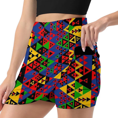 80s Color Block Print Skirt  Kawaii Mini Skirts Summer High Waist Graphic Street Style Casual Skirt Big Size 3XL 4XL