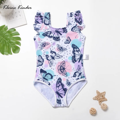Toddler Baby Bathing Suit Girls Swimsuit One-Piece Rashguard for 2-10 Years UPF 50+ Anti UV Long Sleeve Swimwear for Children