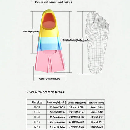 Swim Training Fins Silicone Professional Scuba Diving Fins Short Men Women Snorkel Swimming Fins Kids Flippers Equipment Set