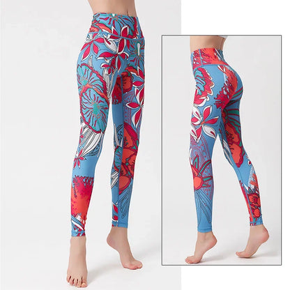Cloud Hide Yoga Pants Sports Leggings Women High Waist Trainer Long Tights Flower Push Up Running Trouser Workout S- XL