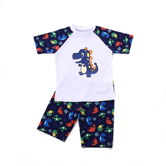 Children's Cartoon Dinosaur Swimsuit, 2-Piece Swimwear, Baby Boy and Girl's Swimwear, Hot Spring Swim Suits, Toddler, Summer,