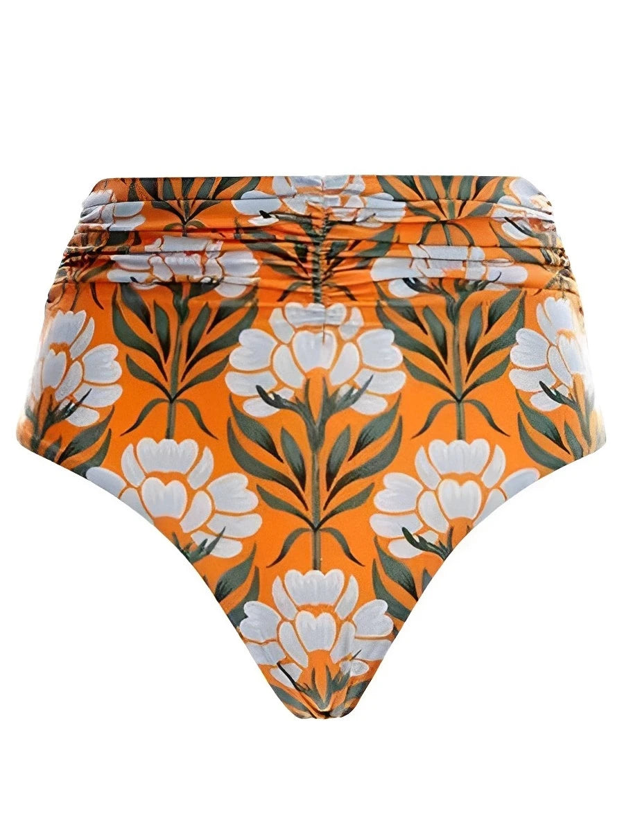 Floral Halter High Waist Bikini Women Bandeau Swimwear Two Piece Swimsuit Female Beachwear Bathers Bathing Swimming Suit