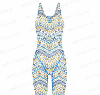 Girls Love The Pain Racer Back Knee Length Swimsuit Bodysuit Sleeveless One Piece Print Swimwear For Holiday Beach Water Sports