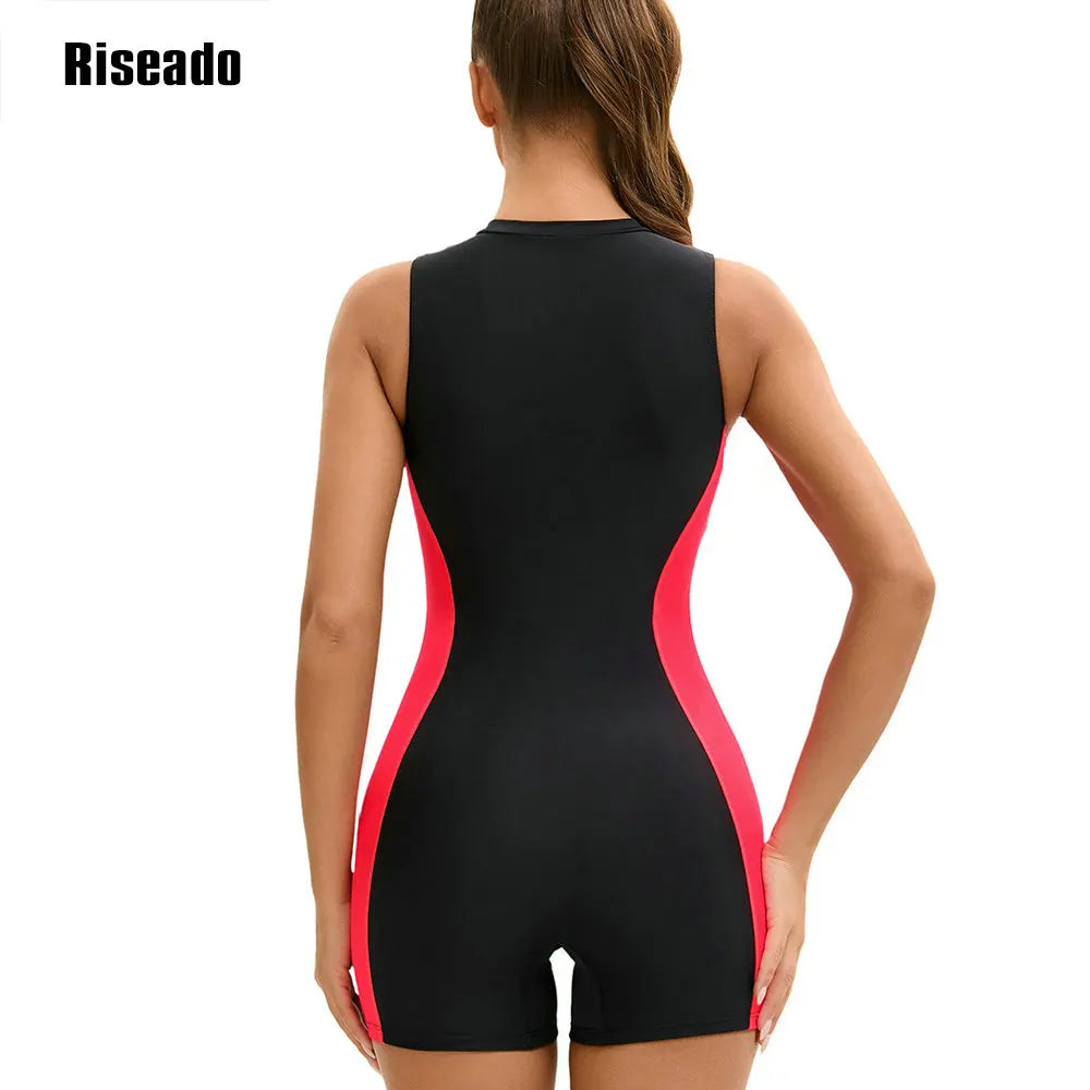 Riseado Female One Piece Korean Swimsuit abdomen control with Shorts Boyshort Sport Bathing Suit