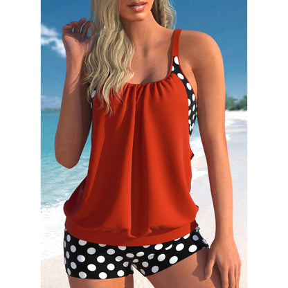 Women's High-quality Summer Vacation Swimsuit, Plain Printed Top and Strapless Beach Swimsuit S-6XL